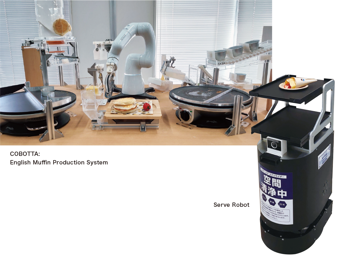 COBOTTA: English Muffin Production System（コボッタ：イングリッシュマフィン製造システム）,Serve Robot（サーブロボット）